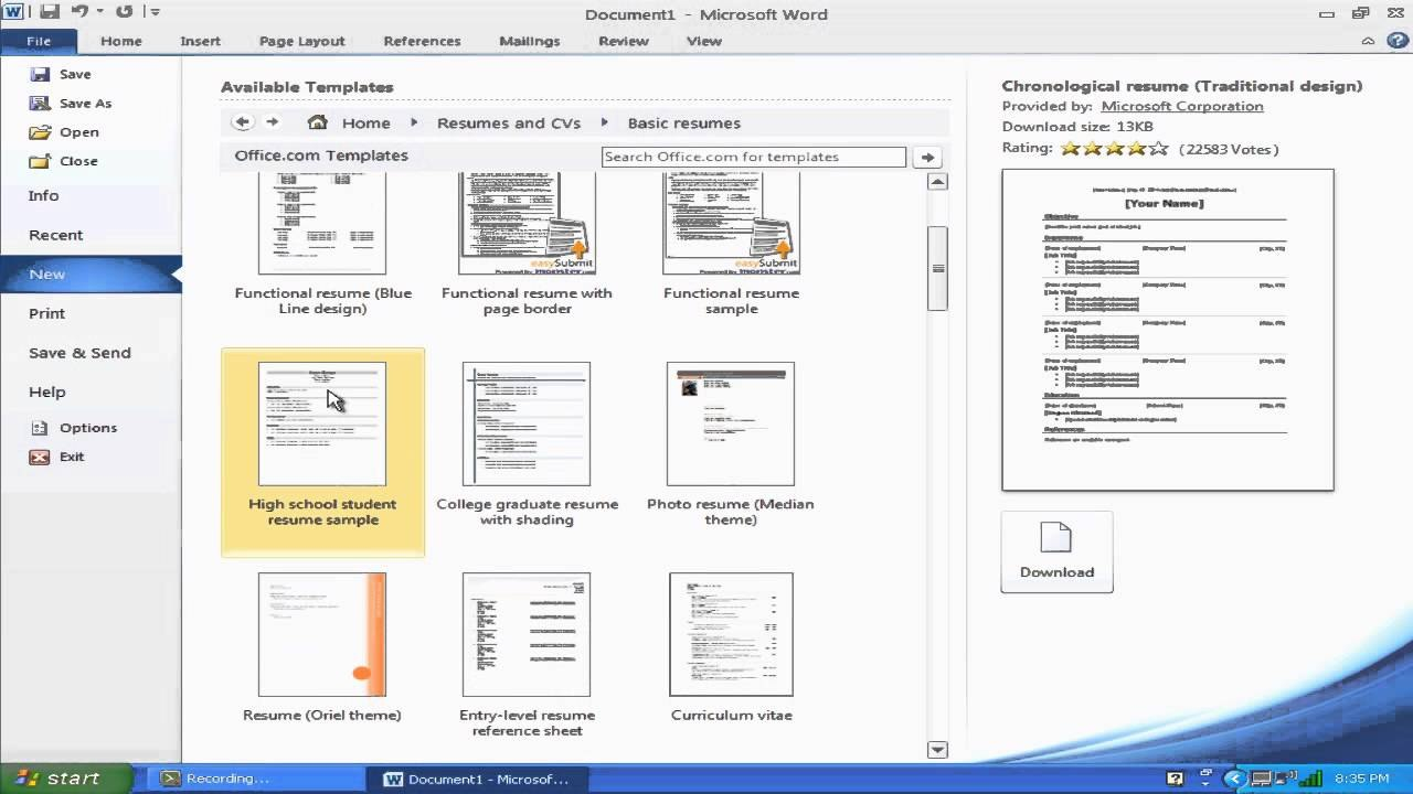 How To Make A Resume With Microsoft Word &quot;  Youtube in How To Use Templates In Word 2010