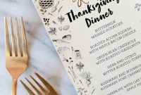 Illustrated Printable Thanksgiving Dinner Menu for Thanksgiving Menu Template Printable