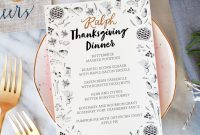Illustrated Printable Thanksgiving Dinner Menu throughout Thanksgiving Menu Template Printable