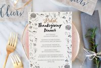 Illustrated Printable Thanksgiving Dinner Menu with Thanksgiving Menu Template Printable