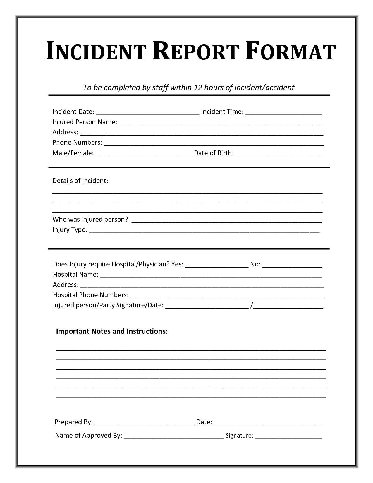 Incident Report Form Template Microsoft Excel  Report Templates intended for Incident Report Template Microsoft