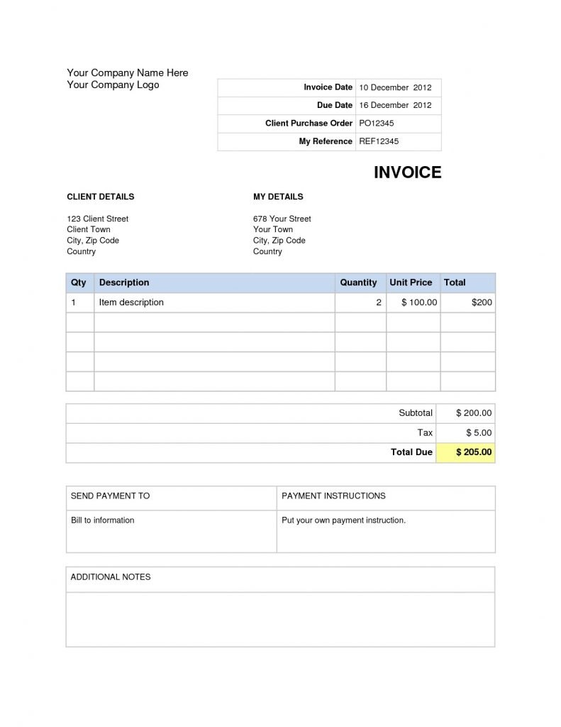 Invoice Template Word  Free On Design  Letsgonepal throughout Personal Check Template Word 2003
