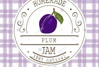 Jam Label Design Template For Plum Dessert Product With Hand Drawn for Dessert Labels Template