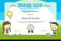 Kids Summer Camp Certificate Document Template Vector Image within Summer Camp Certificate Template