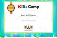 Kids Summer Camp Diploma Or Certificate Template With Colorful B regarding Summer Camp Certificate Template