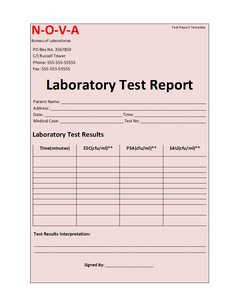 Laboratory Test Report Template pertaining to Test Result Report Template