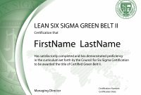 Lean Six Sigma Green Belt Certification  Level Ii  The Council For throughout Green Belt Certificate Template
