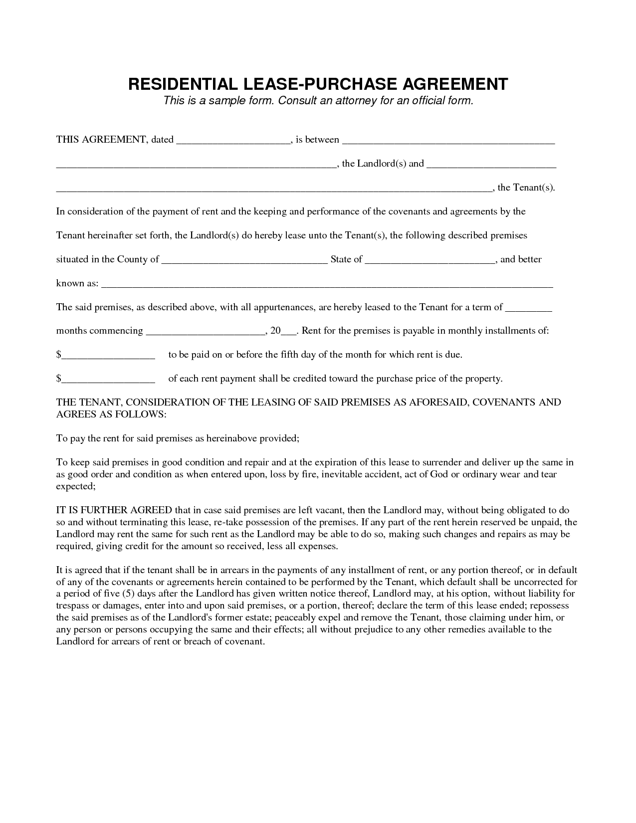 Lease To Own Contract Template  Legal Agreement Contract in Free Rent To Own Agreement Template