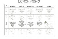 Lunch Menu – Victor Child Care Center for Child Care Menu Templates Free