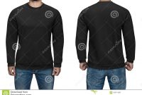 Men In Blank Black Pullover Front And Back View White Background intended for Blank Black Hoodie Template