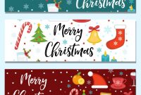 Merry Christmas Set Of Banners Template With Vector Image for Merry Christmas Banner Template