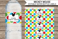 Mickey Mouse Party Water Bottle Labels  Mickey Mouse Theme throughout Minnie Mouse Water Bottle Labels Template