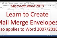 Microsoft Word Mail Merge Envelope Word   Youtube regarding Word 2013 Envelope Template