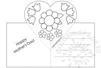 Mothers Day Card With Heart Popup Template – Coloring Page regarding Pop Out Heart Card Template