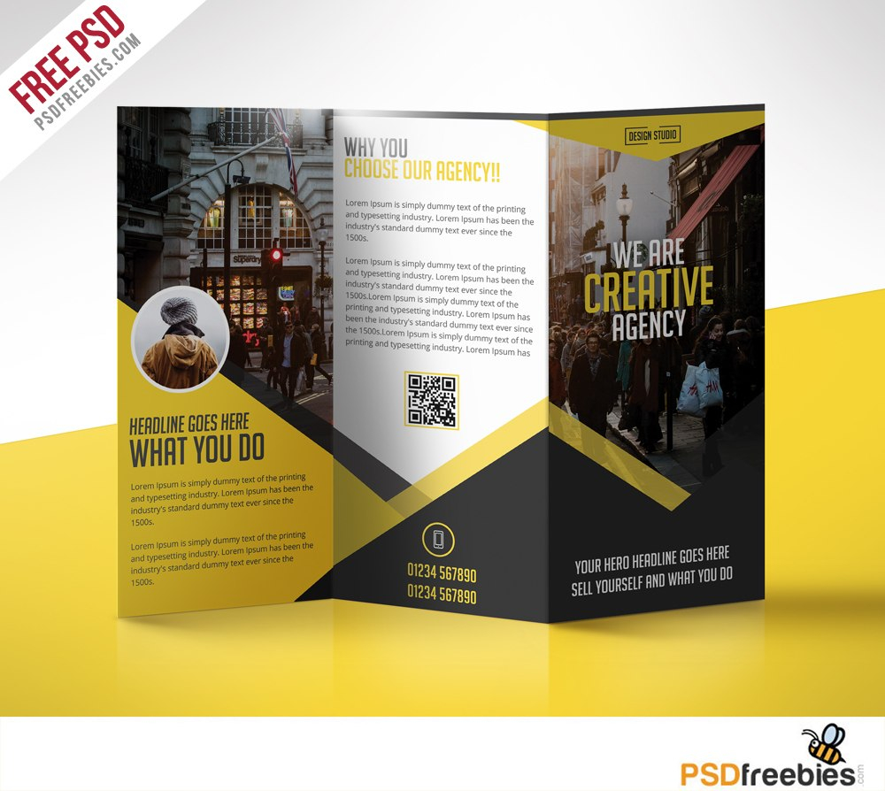 Multipurpose Trifold Business Brochure Free Psd Template in Tri Fold Menu Template Photoshop