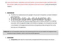 Music Publishing Contract Template for Songwriter Agreement Template
