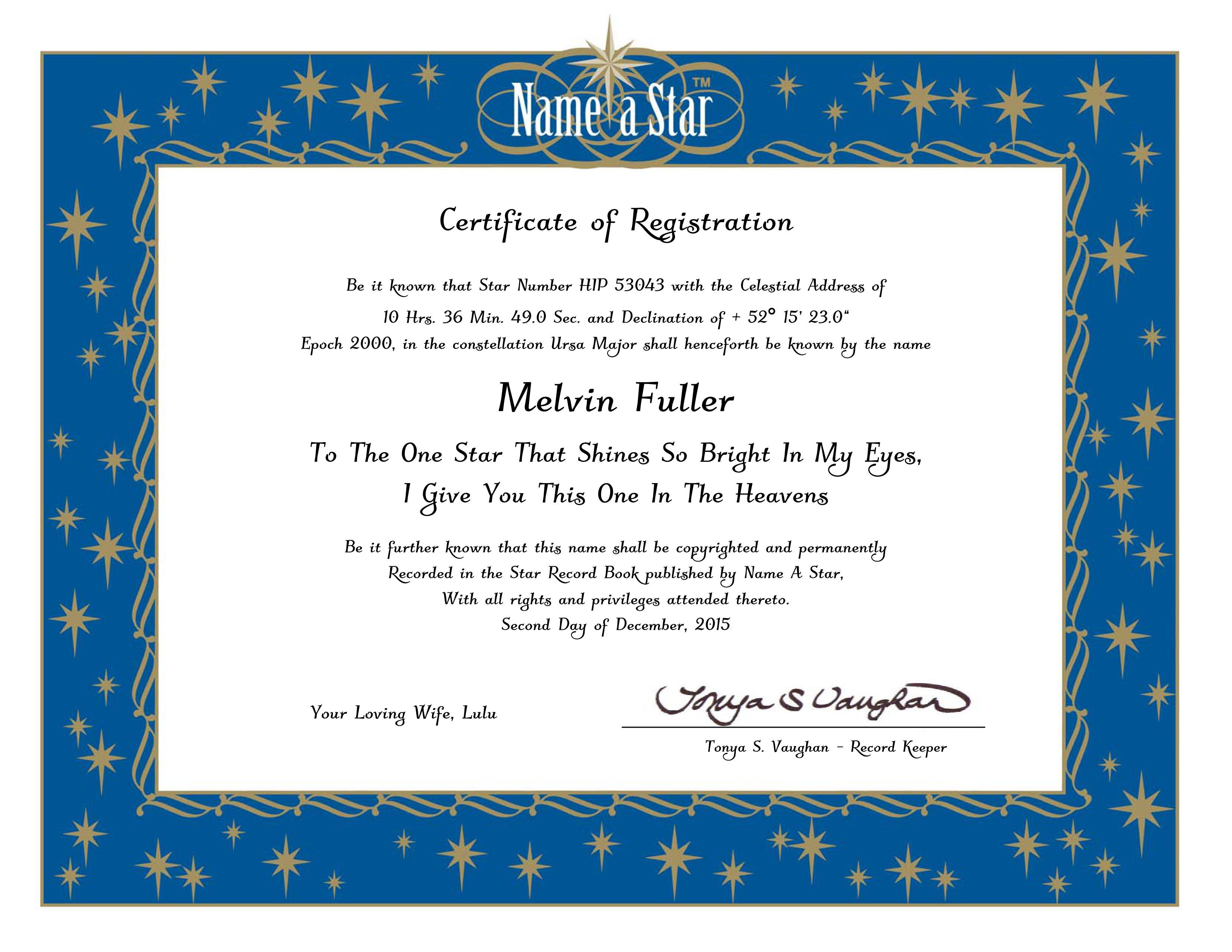 Name A Star Instant Certificate  Buy And Name A Star  Name A Star with Star Naming Certificate Template