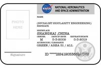 Nasa Id Card Badge National Aeronautics Space Administration  St within Spy Id Card Template