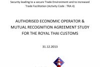 Pdf Authorised Economic Operator  Mutual Recognition Agreement inside Trade Union Recognition Agreement Template
