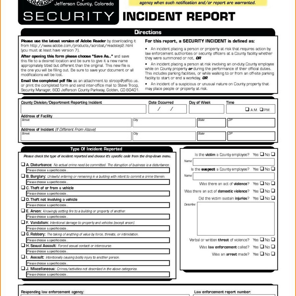 Physical Security Incident Report Template Surprising Ideas with regard to Physical Security Report Template