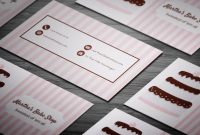 Pink Stripes  Chococake Bakery Business Card Template Bake inside Cake Business Cards Templates Free