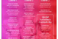 Pink Valentine's Day Pre Fixe Menu Template Template  Venngage inside Prix Fixe Menu Template