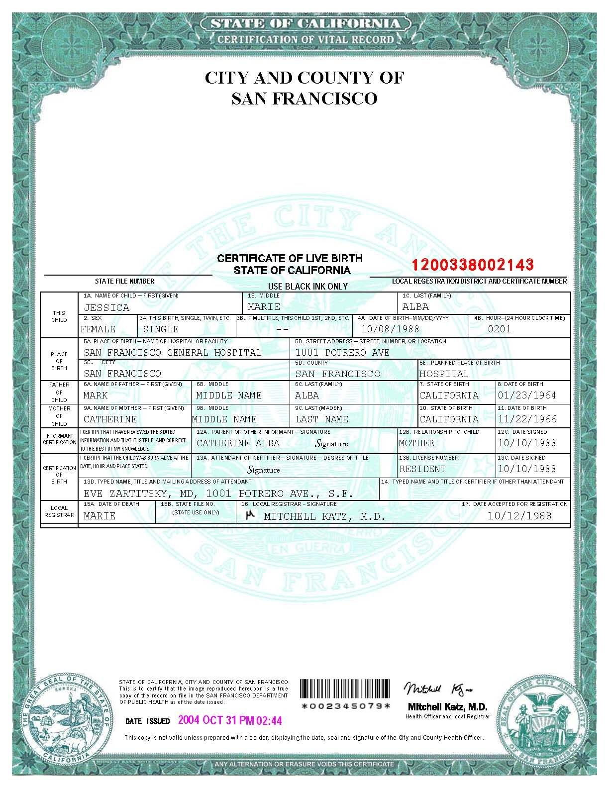 Novelty Birth Certificate Template 10  Examples of Professional
