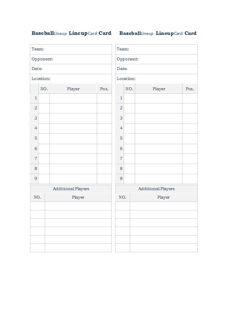 Printable Baseball Lineup Templates Free Download ᐅ Template Lab with Baseball Lineup Card Template