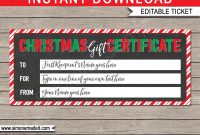 Printable Christmas Gift Certificate  Christmas Gift Voucher in Present Certificate Templates