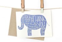 Printable Elephant Thank You Card  Printables  The Best Downloads inside Template For Baby Shower Thank You Cards
