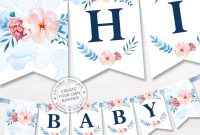 Printable Floral Banner Template Couples Baby Shower Bridal Editable  Alphabet Banner Navy Blue Pink Party Name Garland Digital Pdf throughout Bride To Be Banner Template