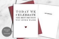 Printable Funny Anniversary Card For Him Instant Download  Best intended for Decision Card Template