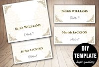 Printable Wedding Placecard Template X Foldover Diy Gold regarding Fold Over Place Card Template