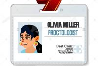 Proctologist Identification Badge Vector Woman Id Card Template for Hospital Id Card Template