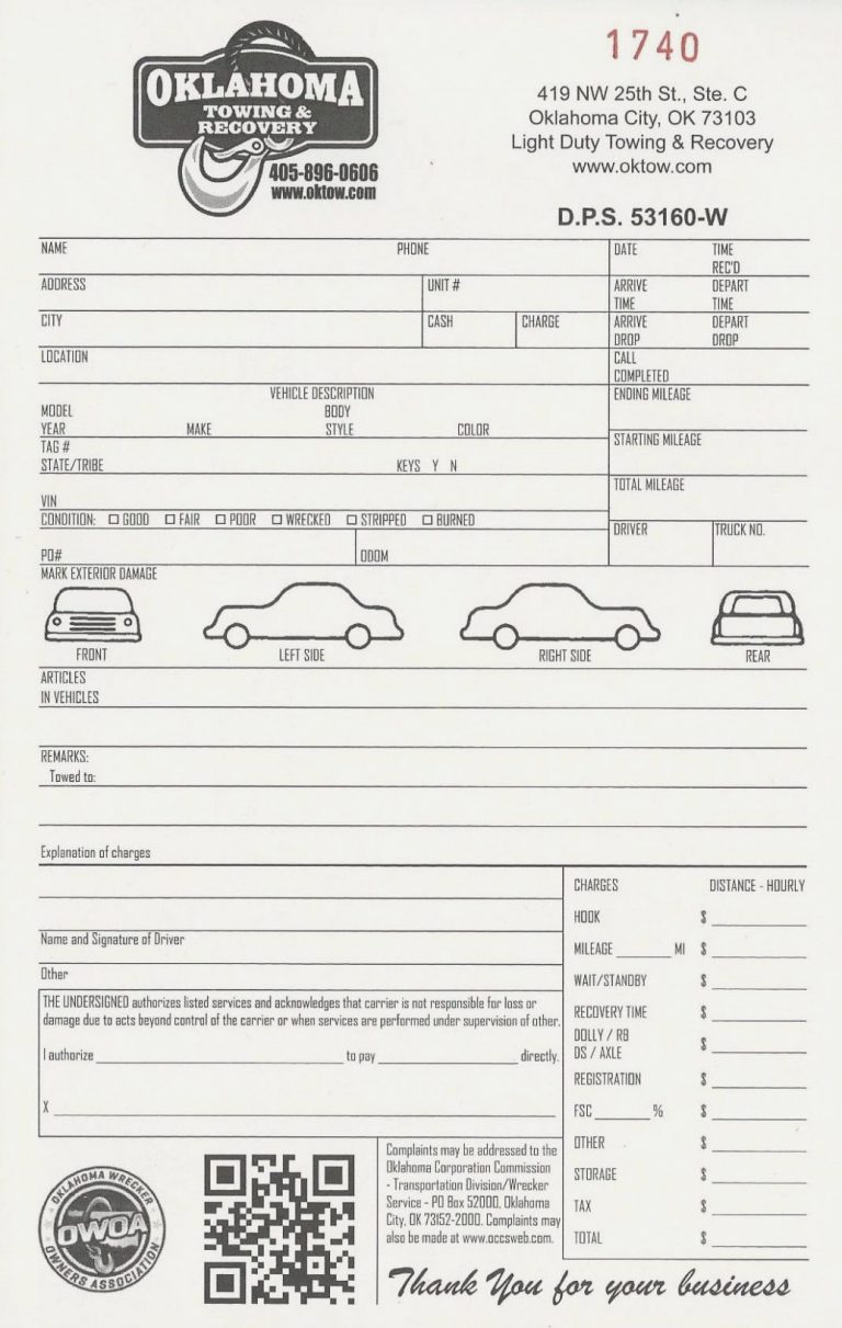 Towing Service Invoice Template 10+ Professional Templates Ideas