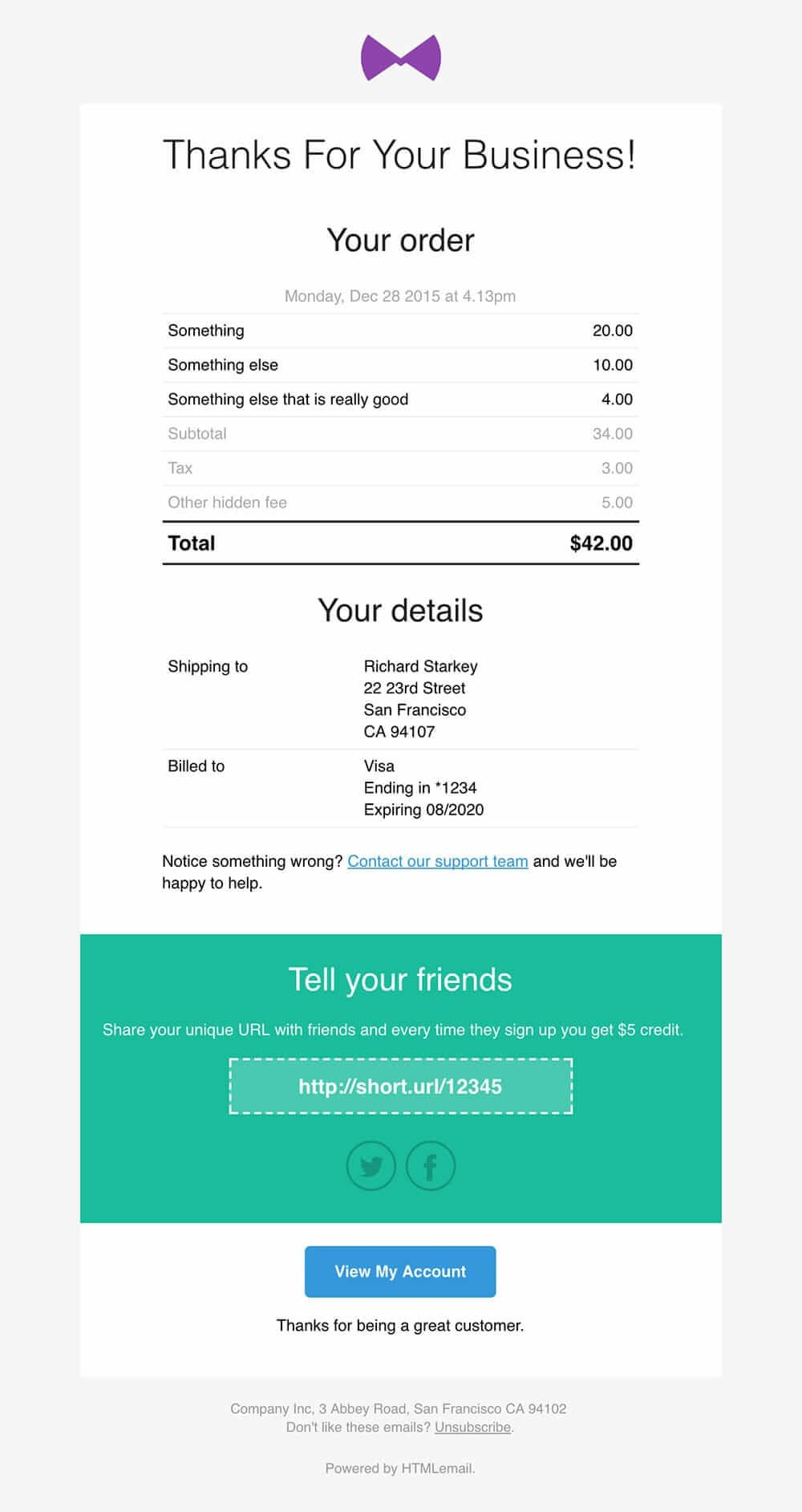 Responsive Receipt  Invoice Email Template throughout Invoice Email Template Html
