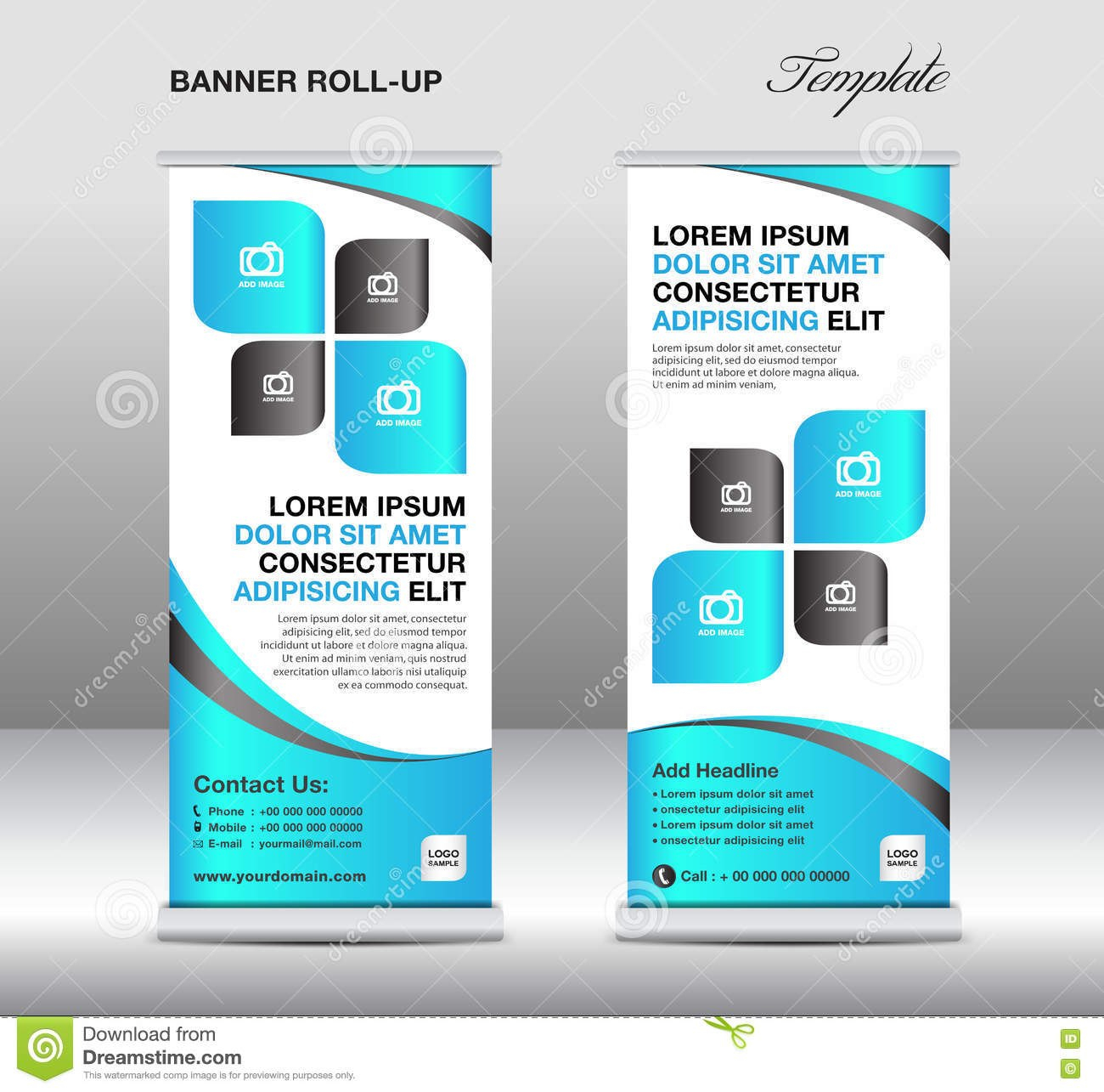 Roll Up Banner Stand Template Stand Designbanner Templateblue with Banner Stand Design Templates