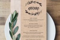 Rustic Wedding Menu Template Printable Menu Card Editable throughout Editable Menu Templates Free