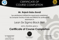 Sample Certificates  Lean Six Sigma India inside Green Belt Certificate Template