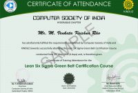 Sample Certificates  Lean Six Sigma India intended for Green Belt Certificate Template