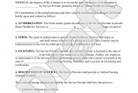 Sample Home Health Care Contract Form Template  Forms  Home Health intended for Home Care Service Agreement Template