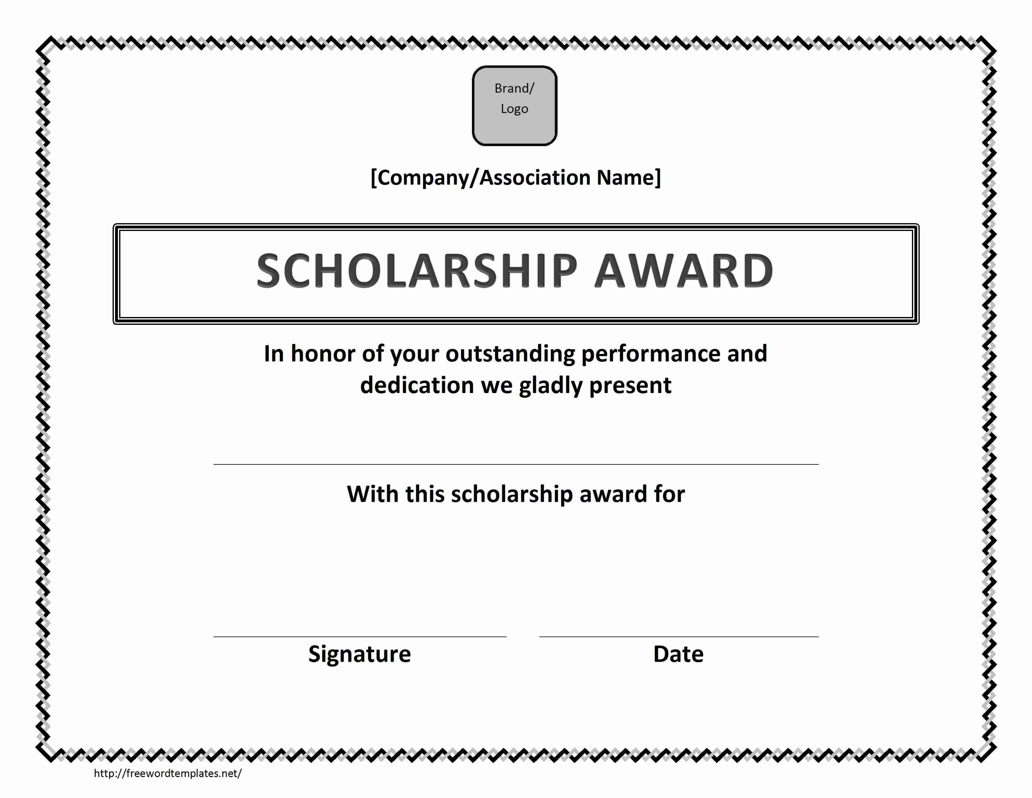Scholarship Award Certificate for Scholarship Certificate Template