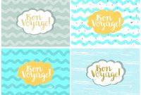 Set Of Four Cards Vector Templates Bon Voyage Royalty Free pertaining to Bon Voyage Card Template