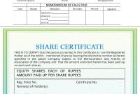 Share Certificate  Indiafilings with Corporate Secretary Certificate Template