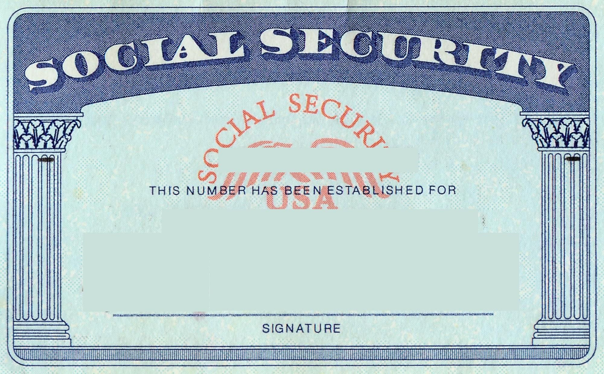 Social Security Card  Tax Refund Service  Estimate Tax Refund Usa in Blank Social Security Card Template