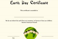 Special Certificates  Kids Earth Day Certificate Template in Player Of The Day Certificate Template