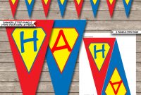 Superhero Party Banner Template  Birthday Banner  Editable Bunting for Superhero Water Bottle Labels Template