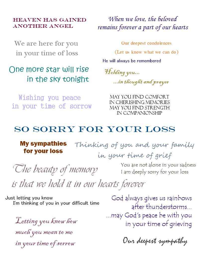 Sympathy Cards  Verses For Sympathy Cards That Express Your Deepest pertaining to Sorry For Your Loss Card Template