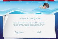 Template Of Certificate For Swimming Award Stock Vector inside Swimming Award Certificate Template