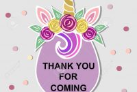 Template With Unicorn Tiara For Party Invitation Baby Shower regarding Thank You Card Template For Baby Shower
